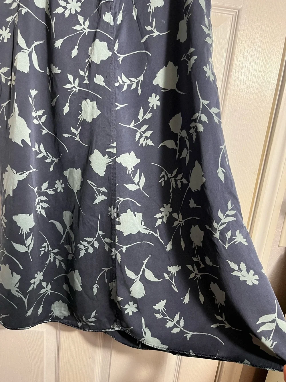 Limited Silk Navy Floral A-Line Skirt - Blue Mint Print 12